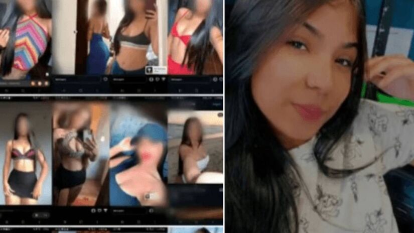 Fotos de Vitória e de jovens parecidas com ela encontradas no celular de suspeito preso. 