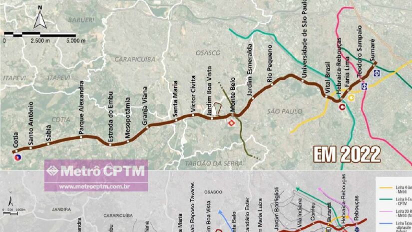 O projeto passou por mudanças na revisão de 2022 e estações novas foram adicionadas. Imagem: CMSP