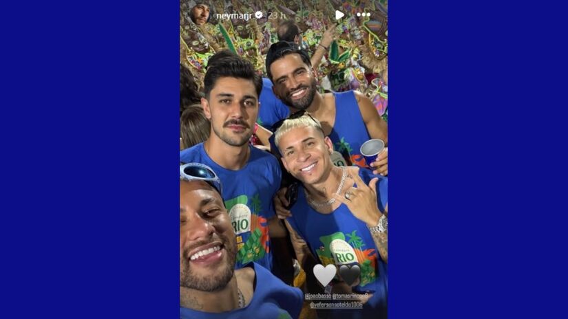 Neymar e elenco do Santos no Carnaval do Rio de Janeiro.

/Foto: Reprodução/Redes sociais