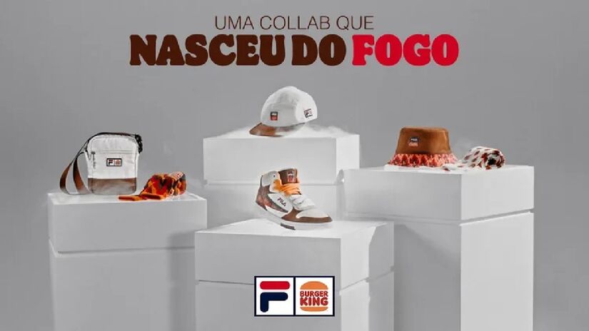 A Fila lançou uma linha de roupas inspiradas no estilo do Burger King (Fotos: Divulgação/Burger King)