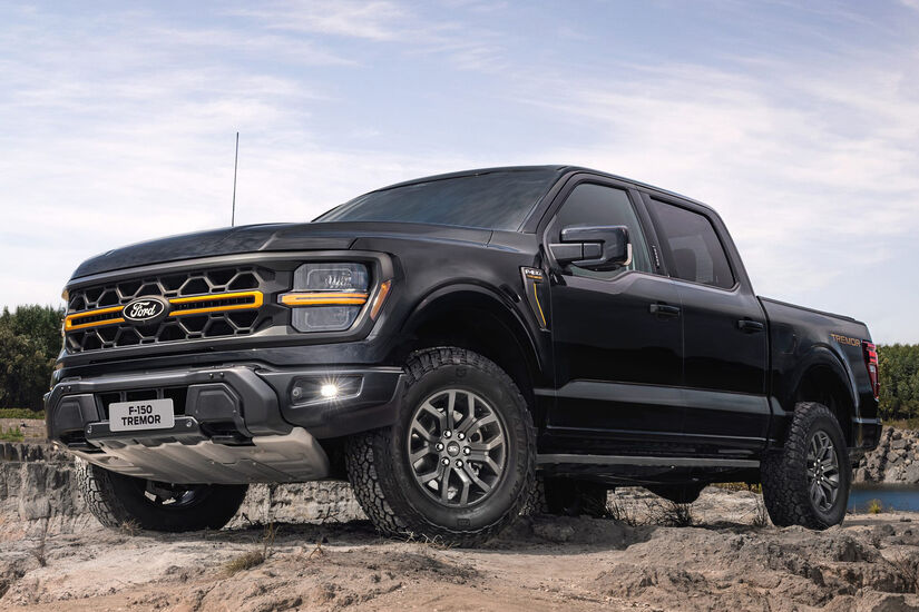 F-150 Tremor se diferencia das outras configurações da picape grande por entradas de ar no capô, protetor frontal de alumínio e ganchos de reboque dianteiros e traseiros. Foto: Divulgação