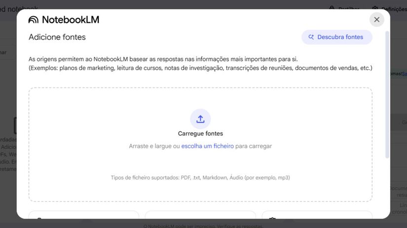 Carregue o arquivo ou os arquivos que deseja utilizar