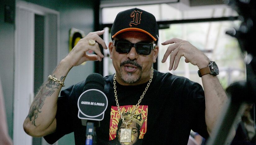 O rapper Dexter, durante participação no podcast Direto da Gazeta/Thiago Neme/Gazeta de S. Paulo