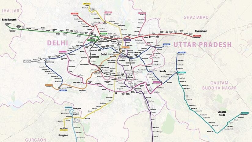 Nova Déli possui a quinta rede de metrô mais extensa do mundo, com 393 km de extensão