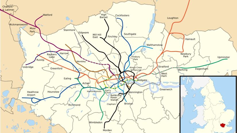 Terceiro lugar do ranking vem Londres com 402 km de extensão.