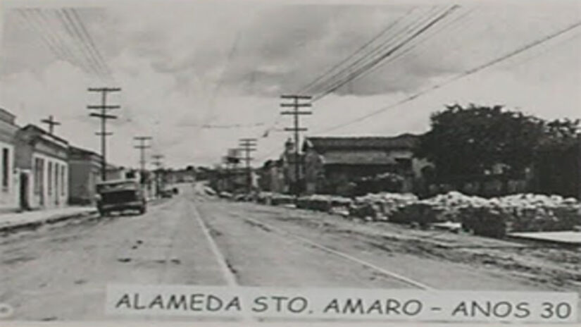 Alameda Santo Amaro nos anos 30,  quando Santo Amaro ainda era um município independente - Prefeitura de São Paulo