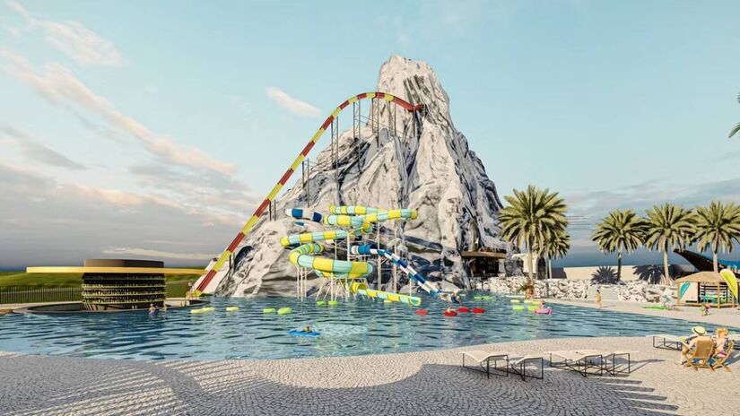 Dentro do Acqua Thermas Park terá o maior toboágua do mundo com 60 metros de altura, o que corresponde a um edifício com 21 andares. /Divulgação