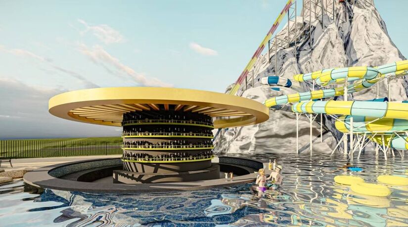 Parque terá bar integrado à piscina, conhecido como bar molhado. /Divulgação