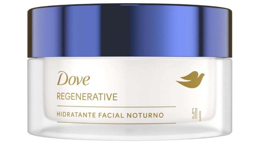 Dove Regenerative (Dove): hidratante noturno composto por niacinamida e pró-retinol, ingredientes ativos que estimulam a regeneração celular de dentro para fora, para uma pele mais firme e uniforme. Ele ajuda a manter a hidratação e aumenta a produção de nove tipos de colágeno, reforçando a barreira de proteção da pele. O produto custa em média R$ 50,00.