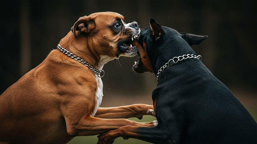 E contra indicado insuflar briga entre cachorros - Imagem gerada por IA