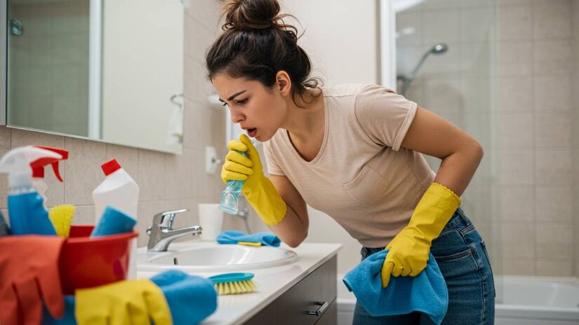 Quando estes produtos entram em contato com desinfetantes com amônia, detergentes com cloro ou mesmo com vinagre, eles liberam cloramina e gás cloro, substâncias perigosas que atingem diretamente os pulmões, os olhos e podem levar à morte por insuficiência respiratória.