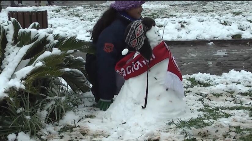 Boneco de neve era feito na cidade de Vacaria. Foto: Reprodução Youtube/Produtora Video3