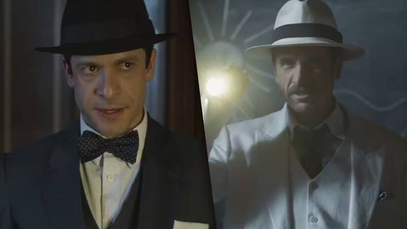Mas, inesperadamente, Celso flagará os bandidos e tentará impedir a destruição; e aí, quem será que vai vencer o confronto? Fotos: Reprodução/TV Globo