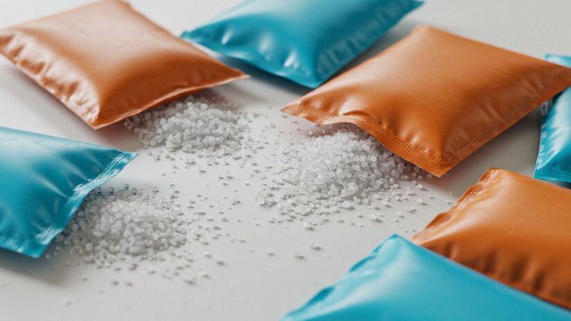 A sílica-gel pode ser encontrada em embalagens de sapatos ou produtos de tecnologia e absorve a água do seu aparelho danificado 