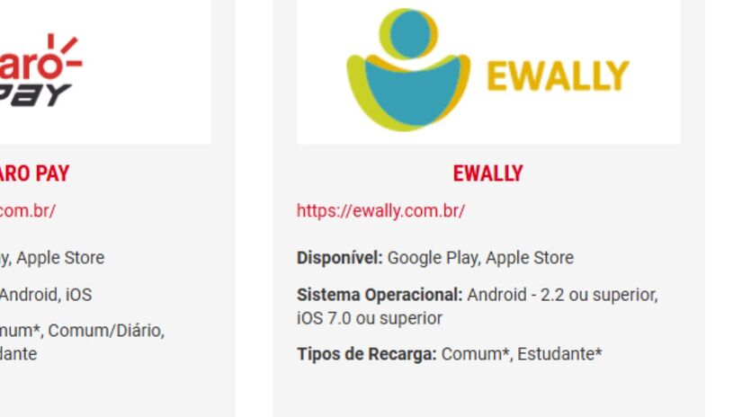 Os aplicativos são uma alternativa para quem deseja recarregar seu Bilhete Único de forma rápida e segura.

Aqui está uma lista com aplicativos assegurados pela SPTrans: Ewally