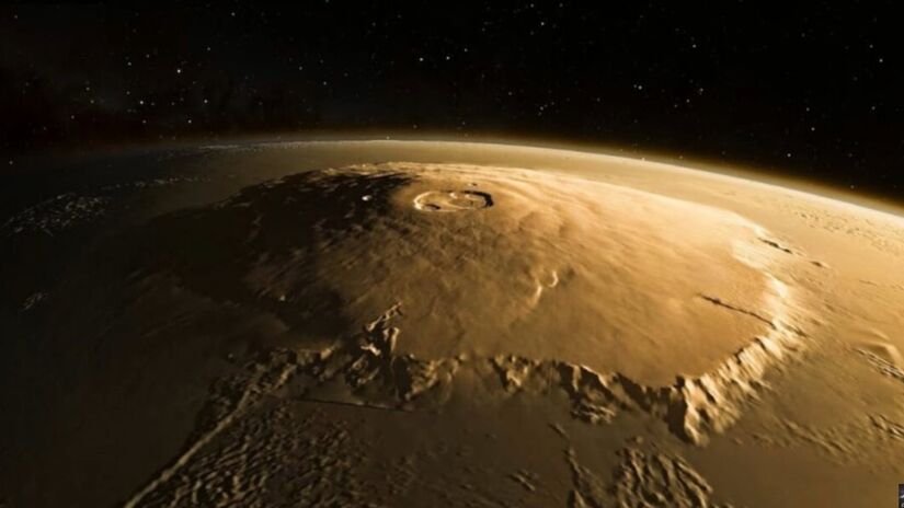 O Monte Olimpo em Marte tem 22 km de altura (quase três vezes o Everest) e uma base de 600 km de diâmetro