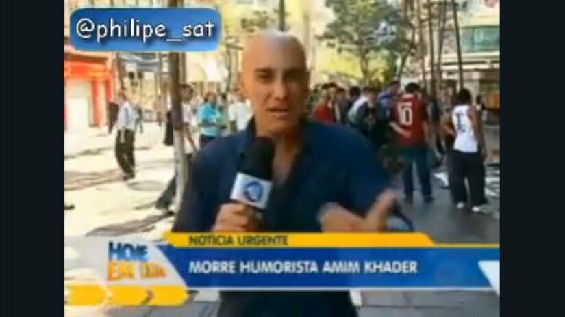 O programa "Hoje em Dia" noticia a falsa morte de Amin Khader.