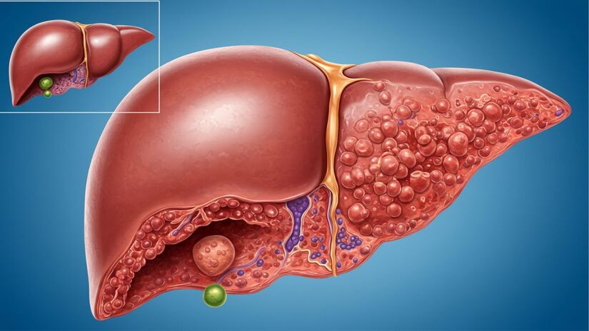 A doença hepática crônica, mais conhecida como cirrose, ocorre quando o tecido saudável do órgão é substituído por um tecido fibroso, o que impede o seu funcionamento normal (Fotos: geradas por IA) 