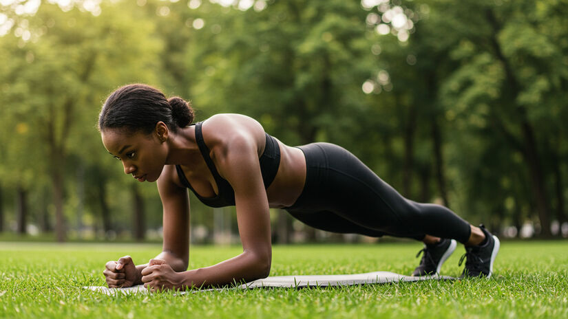O exercício de prancha ajuda na tonificação muscular -Imagem gerada por IA