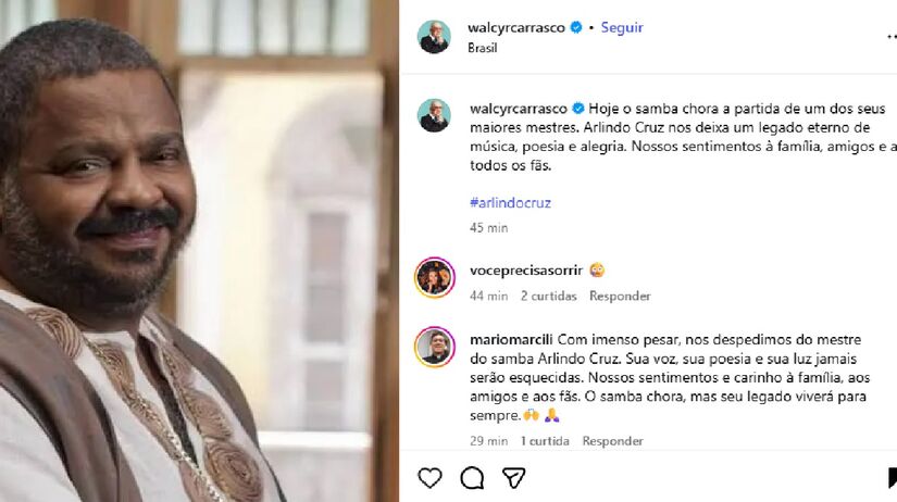Autor Walcyr Carrasco homenageou o sambista.