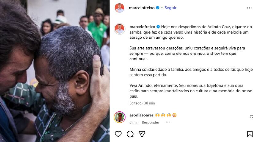 Marcelo Freixo escreveu sobre o cantor em sua rede social.