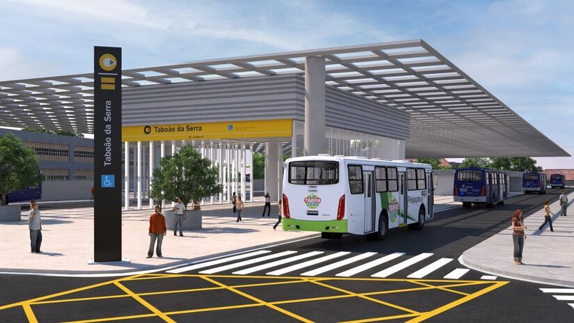 Estação de Taboão da Serra será construída no formato de cinco anéis interligados por um vão central. Divulgação/PMTS