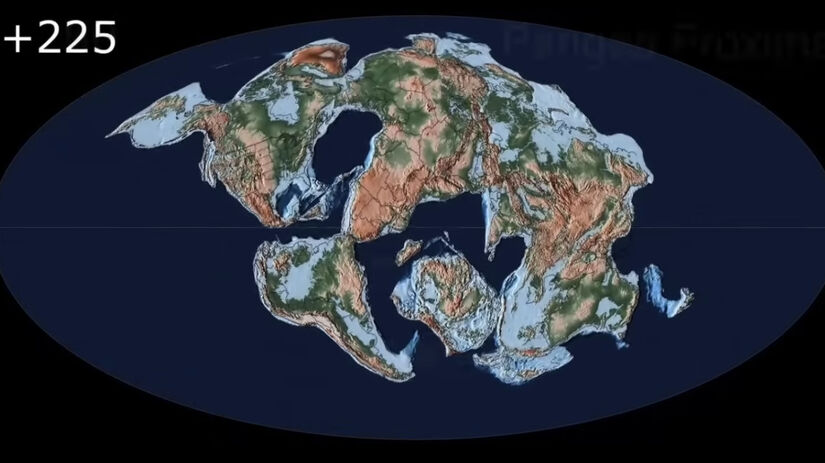 Cientistas prevem, para daqui a 250 milhões de anos, uma nova pangeia onde todos os continentes se unirão, deixando de fora a Nova Zelândia. Foto: Reprodução/YouTube