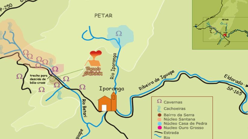 Localização das Cavernas do Parque Estadual Turístico do Alto Ribeira (Petar)/Divulgação/Petar