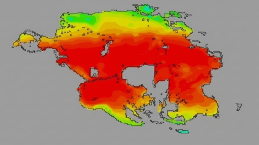 A pesquisa prevê que partes da gigantesca massa terrestre poderiam atingir 60°C durante o verão. Foto: Reprodução/Imagem gerada por IA