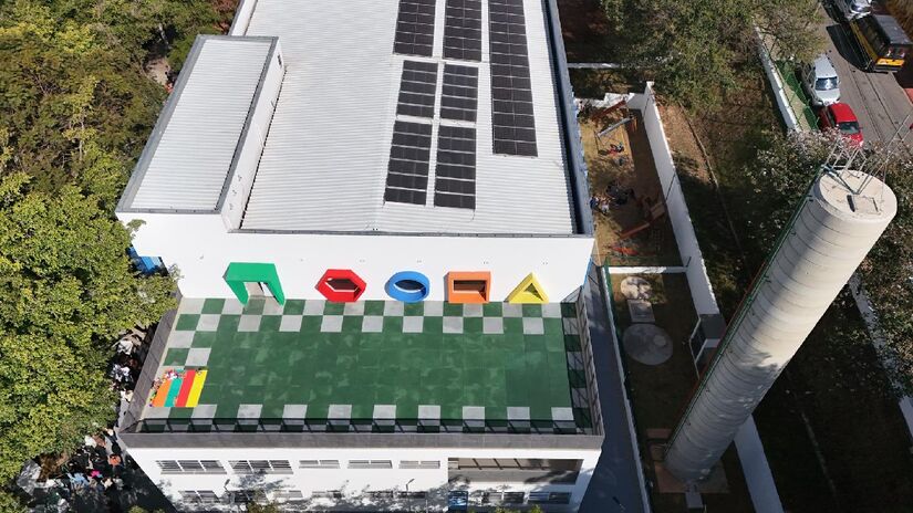 Pensada para ser sustentável, EMEI tem painéis solares para obter energia e aquecer água |Sergio Barzaghi/Secom
