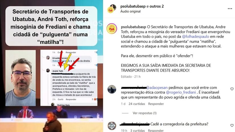 PSOL criticou suposta fala de secretário de Ubatuba/Reprodução