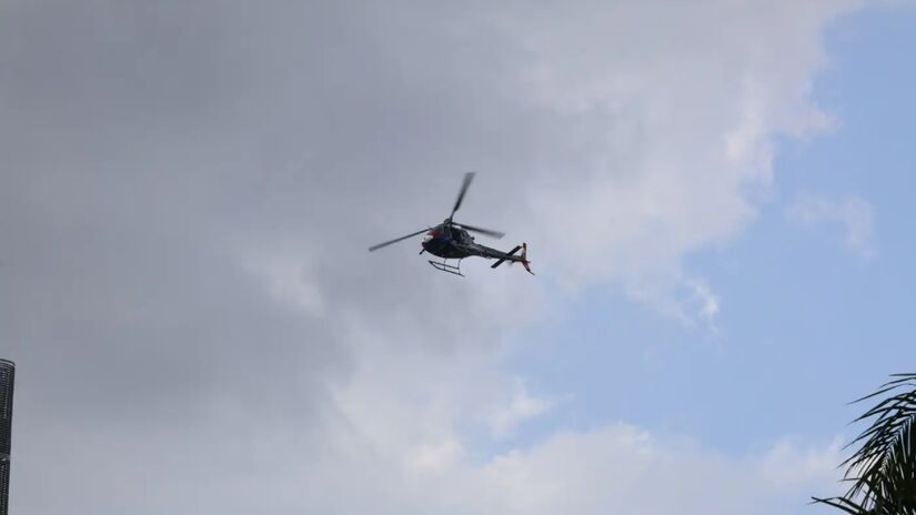 Grupamento Aéreo de Segurança Pública (Graesp) realizou sobrevoos em toda a área do exercício. 
