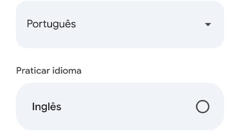 Depois selecione o idioma. Para português, só está disponível o aprendizado de inglês.