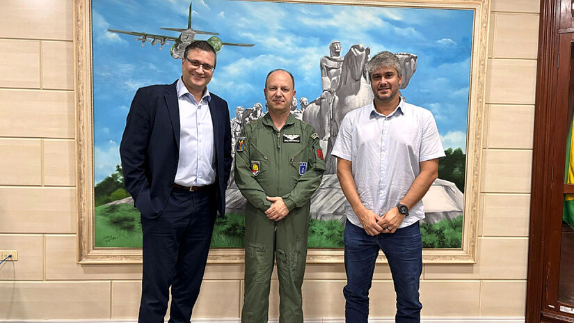 Hiram Baroli, major-brigadeiro Pontirolli e Daniel Villaça em São Paulo. 