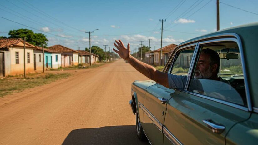 Quando um motorista faz esse sinal, está avisando para reduzir a velocidade. A mensagem é clara e deve ser obedecida sem hesitação.