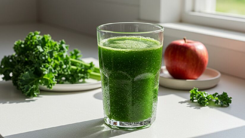 Suco de couve com maçã é 'santo remédio', segundo nutricionista. Imagem gerada por inteligência artificial