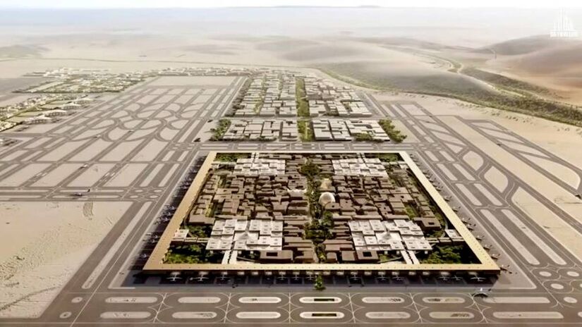 Sua localização no Oriente Médio é estratégica, pois coloca a cidade de Riad como um ponto de conexão essencial entre diferentes continente - Divulgação/Foster + Partners