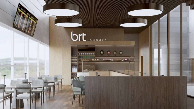 Ambiente possui dois pavimentos com bufês, bar com serviço de barman, áreas destinadas ao descanso e ao trabalho, brinquedoteca, banheiros com duchas e estrutura acessível - Divulgação/BRT Lounges