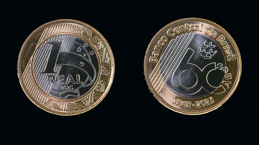 Moeda de 1 real em comemoração aos 60 anos do Banco Central (2025) (Foto: Gabriel Pereira/Banco Central)