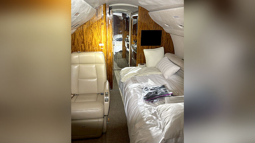 Interior do Dassault Falcon 7X apreendido pela PF, avaliado em cerca de R$ 200 milhões | Divulgação/PF