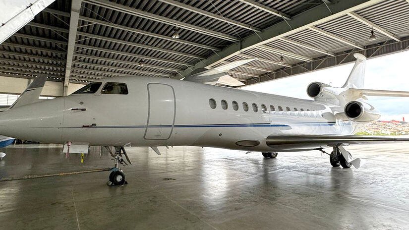 Aeronave retida durante a Operação Compliance Zero, que investiga fraudes em CDBs | Divulgação/PF