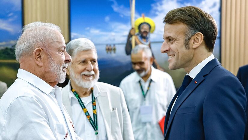 Lula durante encontro com o presidente da França, Emmanuel Macron/Ricardo Stuckert/PR