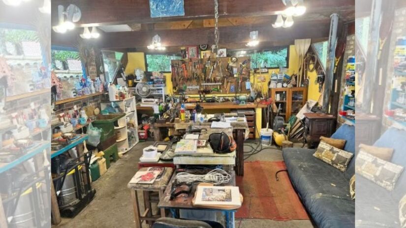 Marcello montou uma oficina no sítio para se dedicar aos trabalhos manuais que tanto gosta (Fotos: Reprodução Gshow)