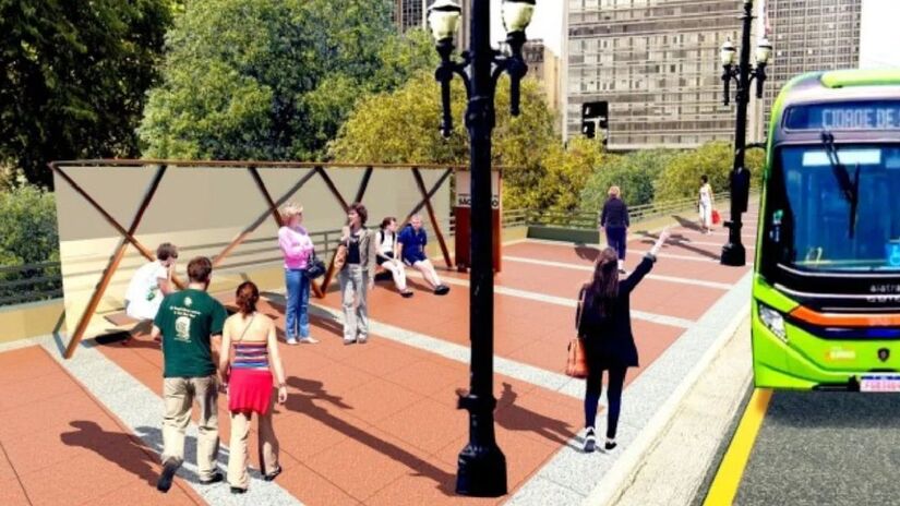 Projeto da Prefeitura prevê substituir o atual piso de pedra portuguesa por granito vermelho e cinza. 