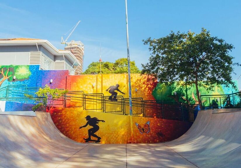 Pista recebeu novos grafites, assinados por artistas como o Gabriel Mena, o Fábio Ribeiro (Binho) e a Carolina Folego   /Reprodução