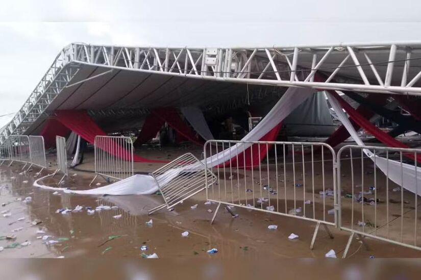Festa no Aeropark Clube de Voo Desportivo, em Regente Feijó, no interior de São Paulo, foi interrompida devido ao temporal. / Divulgação/ Polícia Militar