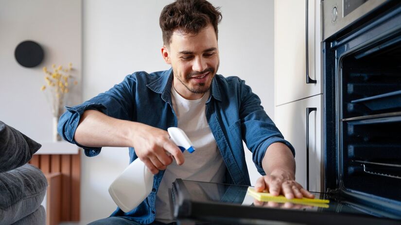 Essa solução já começa a amolecer a gordura assim que entra em contato com as peças do fogão, tornando a limpeza muito mais rápida (Foto: Freepk)