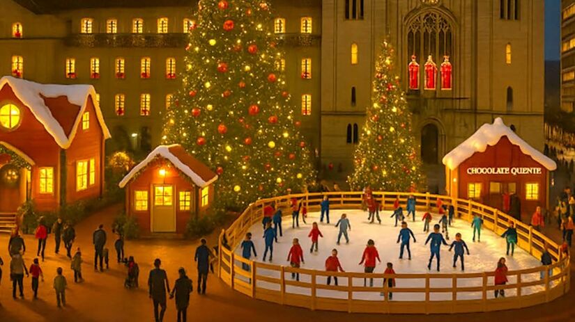 Imagem de como ficará a pista de patinação no Largo de São Bento/Divulgação/PMSP