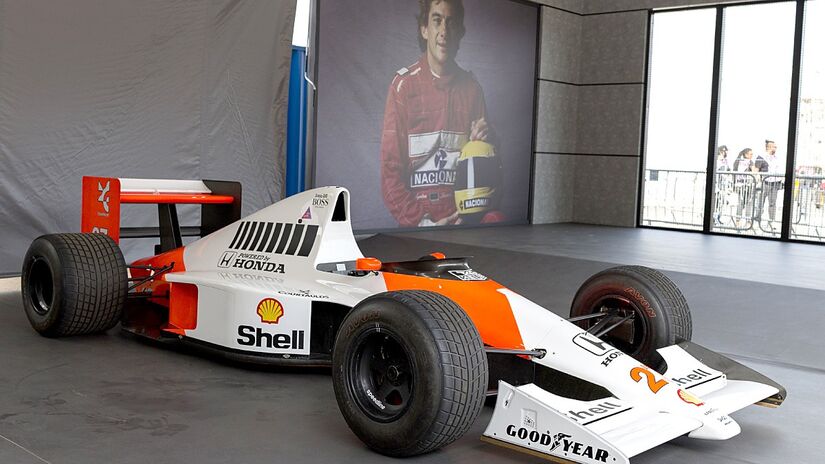 A McLaren MP4/6 de 1991, carro com que Senna venceu em casa, será leiloada pela RM Sotheby's | Eduardo Anizelli/Folhapress