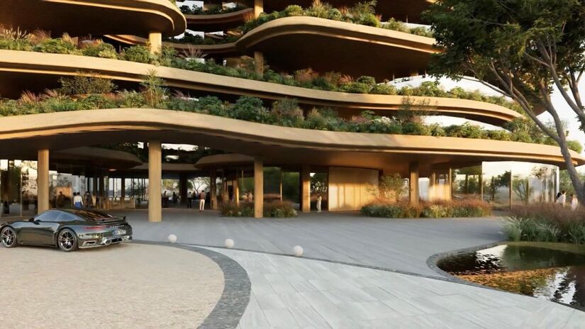 Jardins estrategicamente distribuídos ajudam a purificar o ar, absorver calor e criar áreas de descanso e convivência ao ar livre (Foto: Youtube/Reprodução)